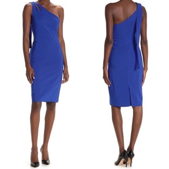Laundry by Shelli Segal Cobalt Blue One Shoulder Cut Out Core Dress 4 - Picture 1 of 14